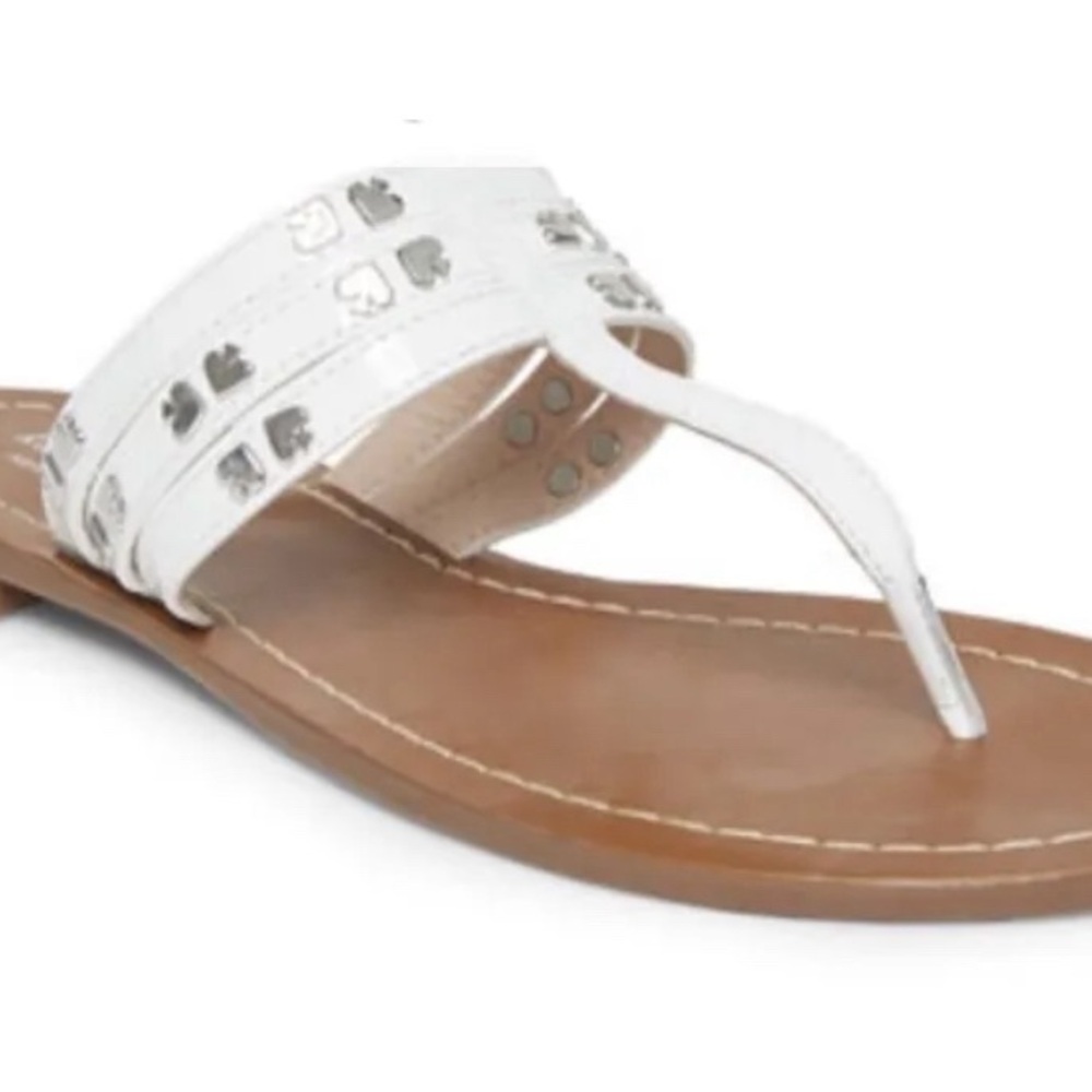 Kate Spade Size 8.5 Women’s Carol Studded Thong Flat Sandals In White